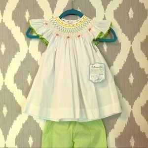 Girls Set, Smocked angel sleeves w/ gingham pants